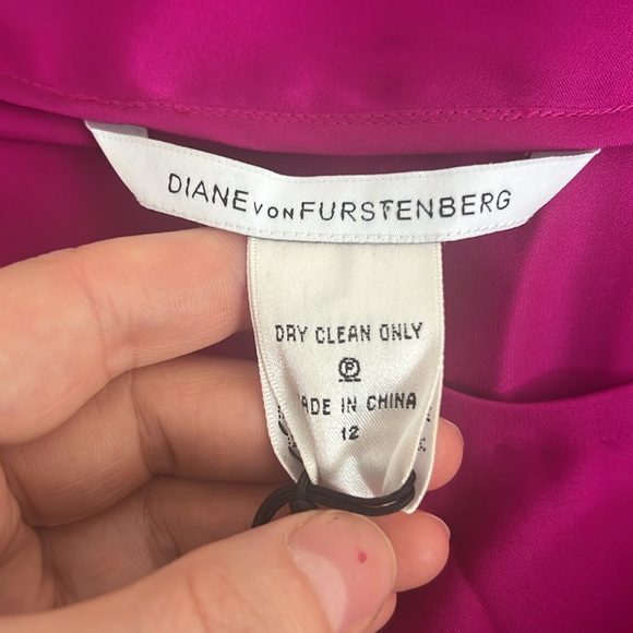DVF Diane Von Furstenberg Edna Dress Silk Mini Dolman Sleeve V Neckline Size 12 - Picture 7 of 11